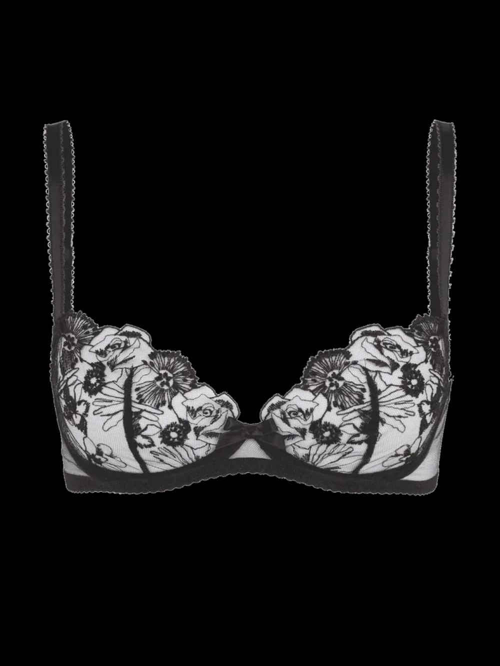 AP Jayce Black Floral Sheer Lace Bra & Thong Set - Picture 3 of 4